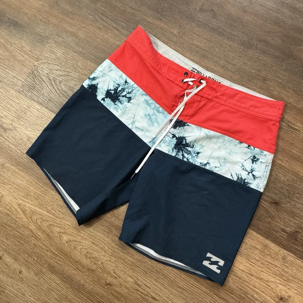 Billabong Platinum X Boardshorts Multi Striped‎ Men's Sz 34 Surfer Beach Tribong